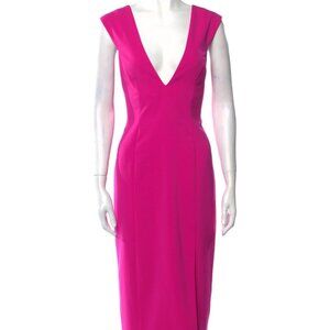 JAY GODFREY Plunge Neckline Midi Length Dress - Pink